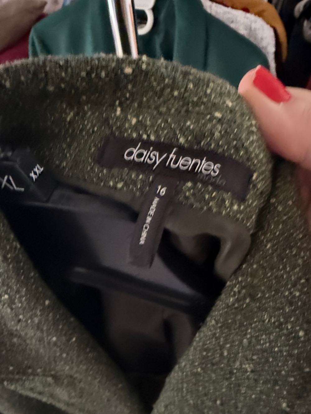 Daisy Fuentes Olive Green Tweed Blazer - Picture 3 of 3